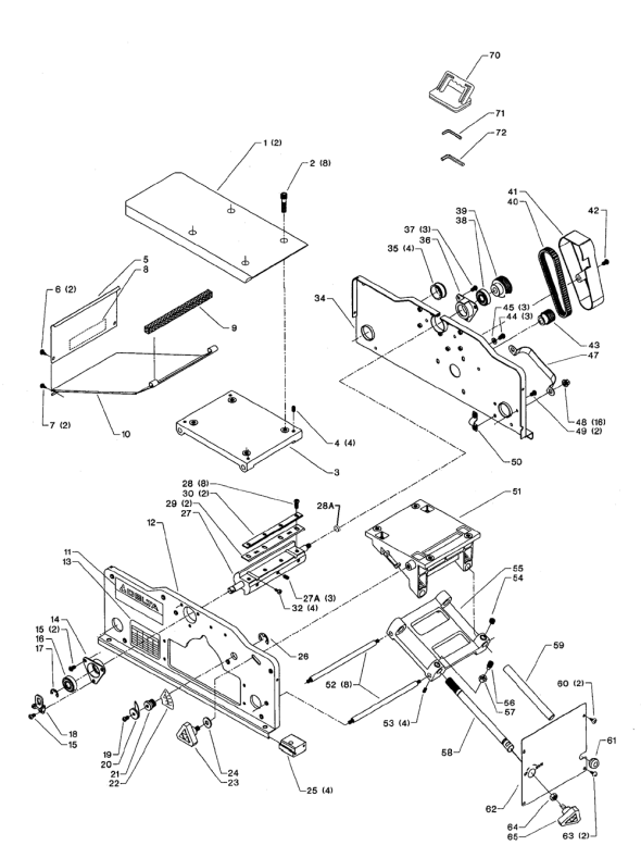 Delta 37-070 Diagram and Parts List for 37-070  Delta Planer Jointer