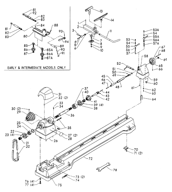 Delta 46-222-Bdk Type-1 Diagram and Parts List for 46-222-BDK Type-1 Delta Lathe