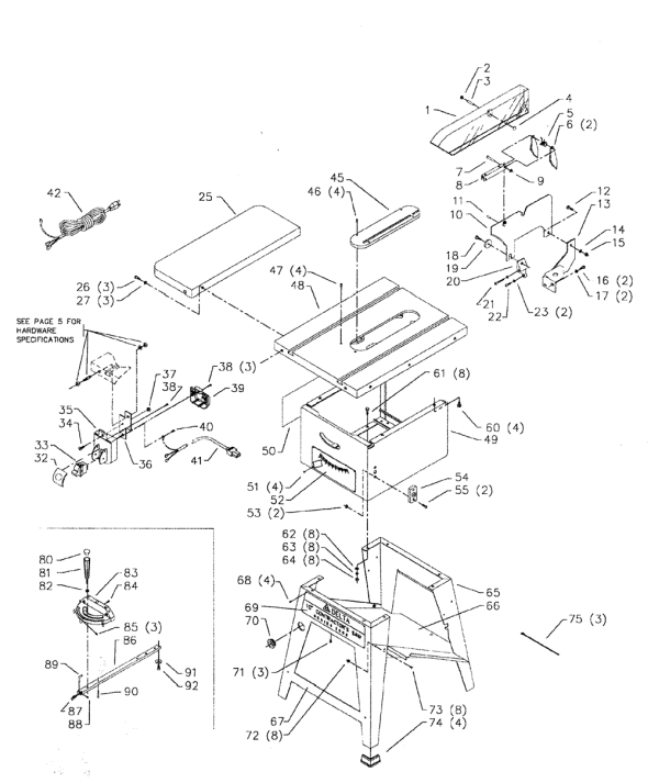 Delta 36-455 Diagram and Parts List for 36-455  Delta Saw