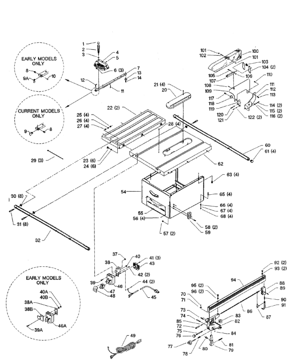 Delta 36-480 Diagram and Parts List for 36-480  Delta Saw