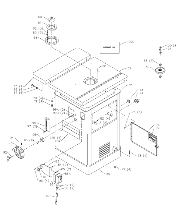 Delta 43-424 Diagram and Parts List for 43-424  Delta Shaper