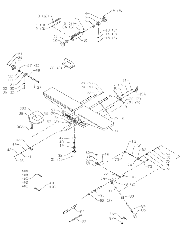 Delta 37-275x Type-1 Diagram and Parts List for 37-275X Type-1 Delta Planer Jointer