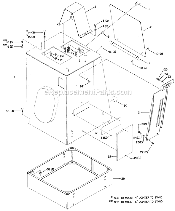 Page A Diagram and Parts List for 50-121 Type 1 Delta Tool Stand & Cart