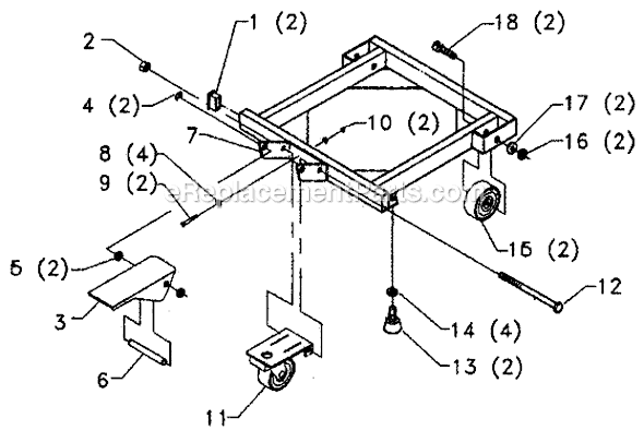 Page A Diagram and Parts List for 50-276 Type 1 Delta Tool Stand & Cart