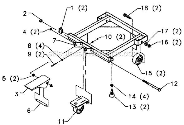 Page A Diagram and Parts List for 50-293 Type 1 Delta Tool Stand & Cart