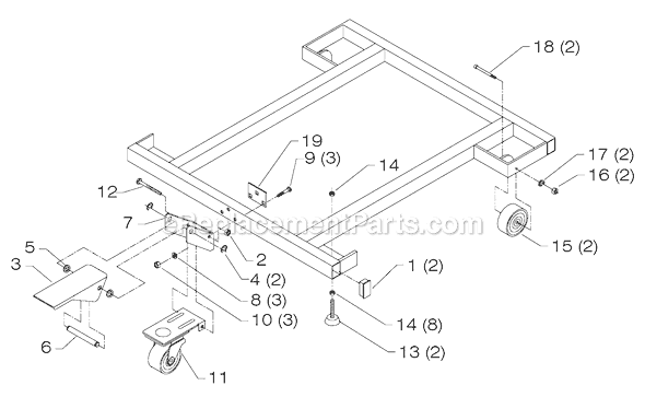Page A Diagram and Parts List for 50-323 Type 1 Delta Tool Stand & Cart