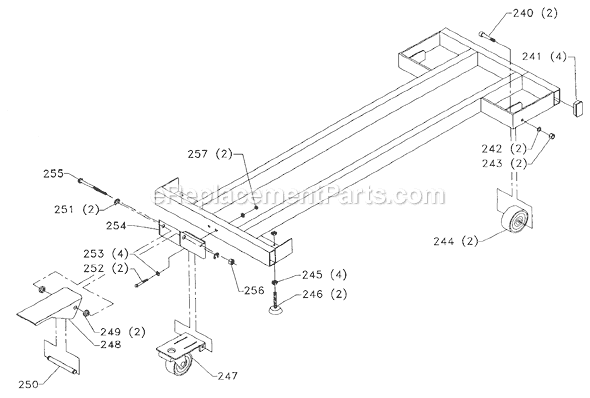 Page A Diagram and Parts List for 50-332 Type 1 Delta Tool Stand & Cart