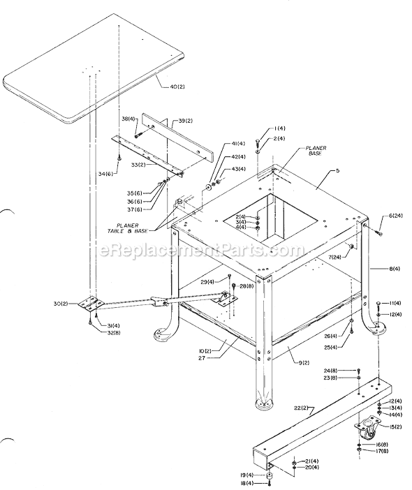 Page A Diagram and Parts List for 50-651 Type 1 Delta Tool Stand & Cart