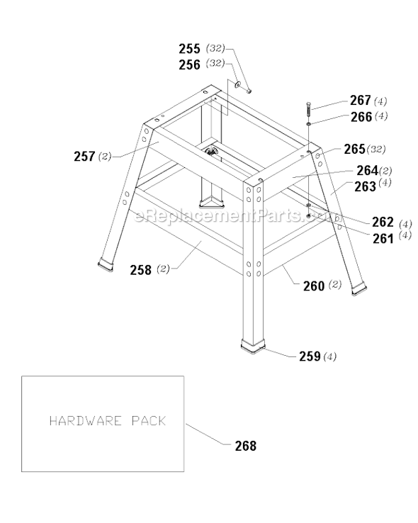 Page A Diagram and Parts List for 50-780 Type 1 Delta Tool Stand & Cart