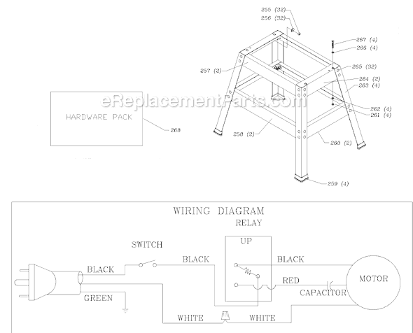 Page A Diagram and Parts List for 50-780 Type 2 Delta Tool Stand & Cart