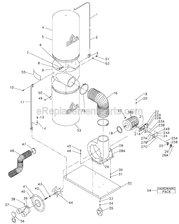 Page A Diagram and Parts List for 50-850 Type 2 Delta Dust Collector