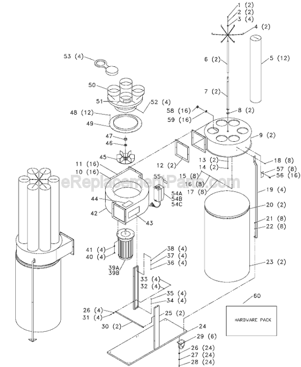 Page A Diagram and Parts List for 50-861 Type 1 Delta Dust Collector
