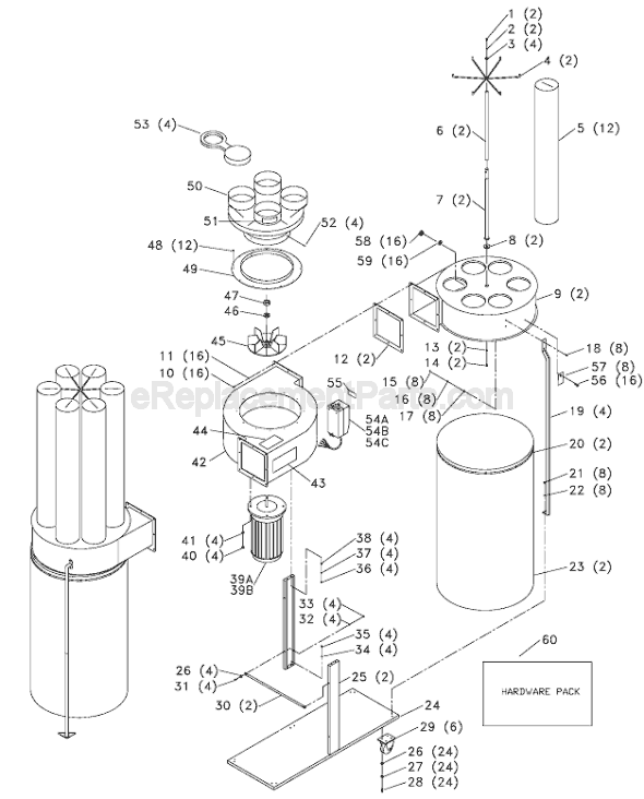 Page A Diagram and Parts List for 50-866 Type 2 Delta Dust Collector