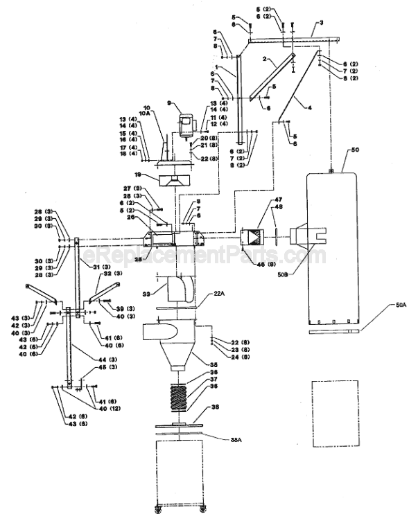 Page A Diagram and Parts List for 50-904 Type 1 Delta Dust Collector