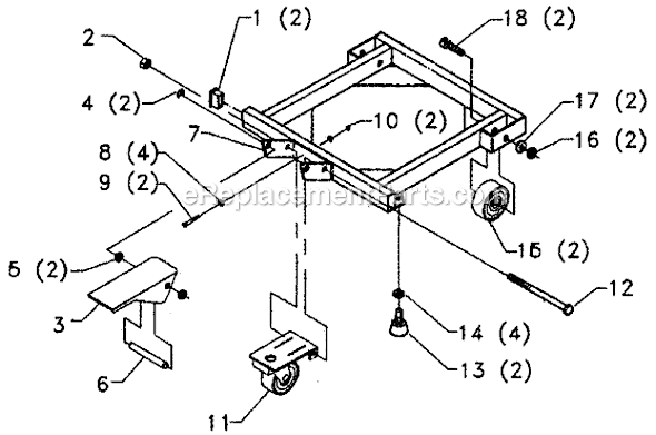 Page A Diagram and Parts List for 50-941 Type 1 Delta Tool Stand & Cart