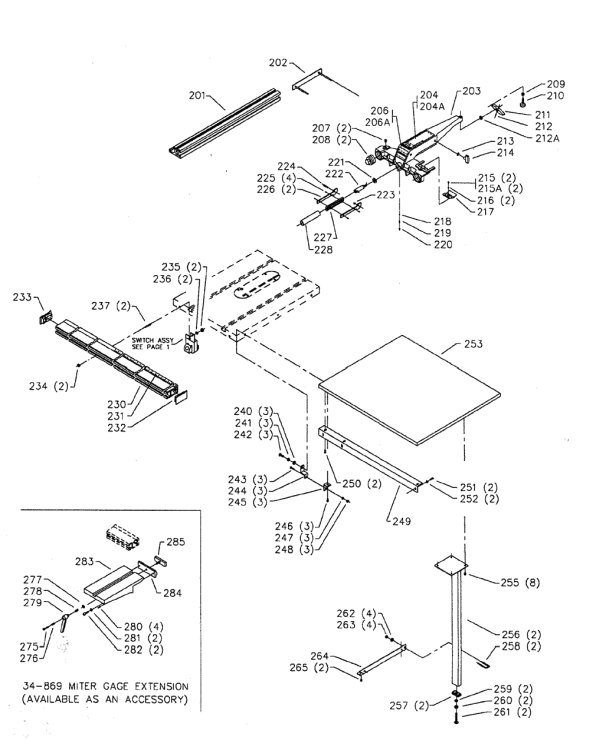 Delta 36-454 Diagram and Parts List for 36-454  Delta Saw