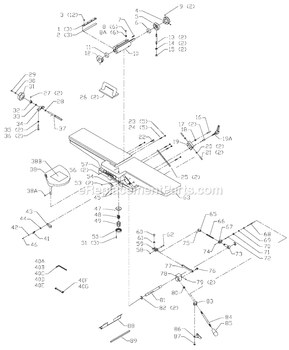 Page A Diagram and Parts List for 52-858 Type 1 Delta Tool Stand & Cart