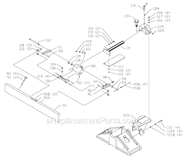 Page B Diagram and Parts List for 52-858 Type 1 Delta Tool Stand & Cart