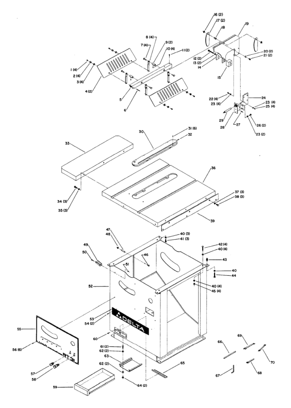 Delta 34-888 Diagram and Parts List for 34-888  Delta Saw