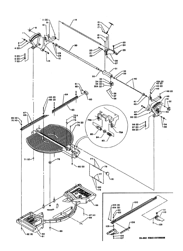 Delta 33-055 Diagram and Parts List for 33-055  Delta Saw