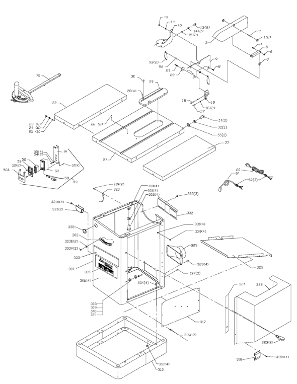 Delta 78-130 Type-1 Diagram and Parts List for 78-130 Type-1 Delta Saw