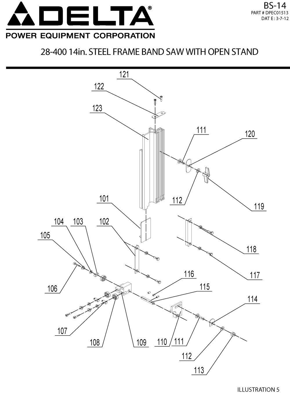 Diagram 1 Diagram and Parts List for 28-400  Delta Band Saw