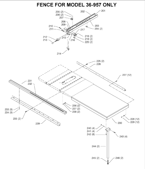 Delta 36-957 Diagram and Parts List for 36-957  Delta Saw