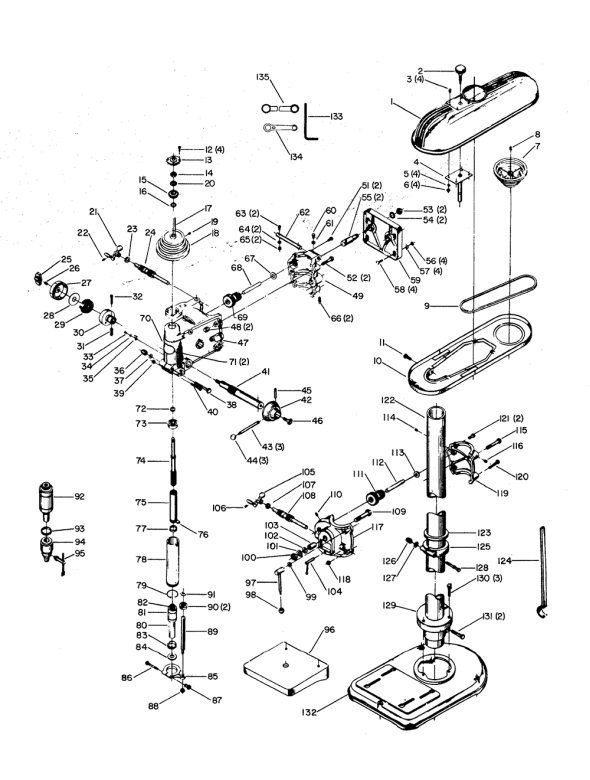 Delta 17-206 Diagram and Parts List for 17-206  Delta Drill Press