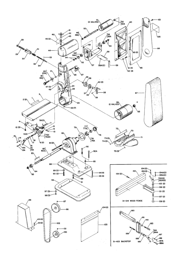 Delta Afm6 Diagram and Parts List for AFM6  Delta Planer Jointer