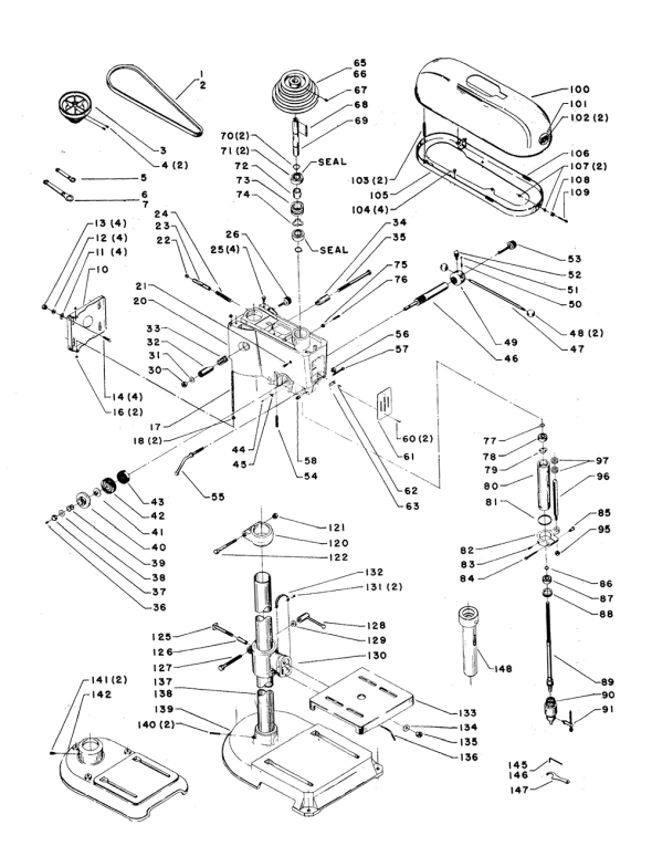 Delta 15-265 Diagram and Parts List for 15-265  Delta Drill Press