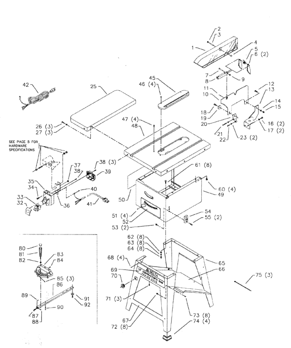 Delta 36-454 Diagram and Parts List for 36-454  Delta Saw