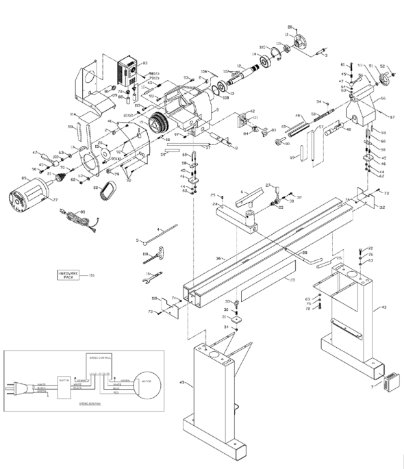 Delta 46-765x Diagram and Parts List for 46-765X  Delta Lathe