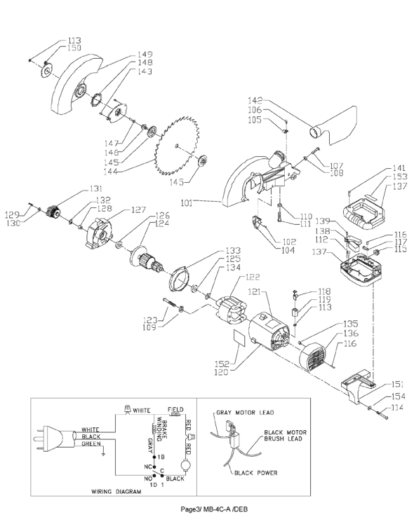 Delta Ms350 Diagram and Parts List for MS350  Delta Saw