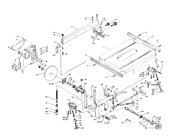 Delta 860 Diagram and Parts List for 860  Delta Saw