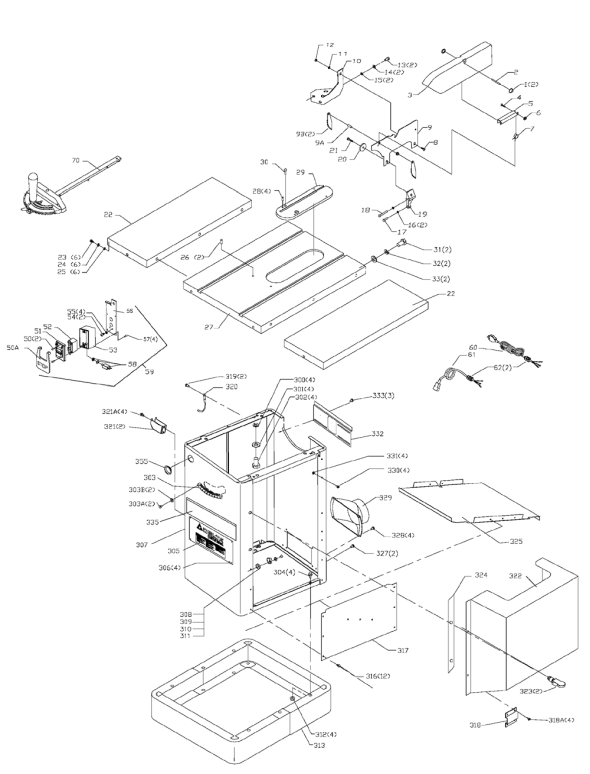 Delta 36-717 Type-1 Diagram and Parts List for 36-717 Type-1 Delta Saw