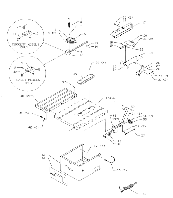 Delta 36-635 Diagram and Parts List for 36-635  Delta Saw
