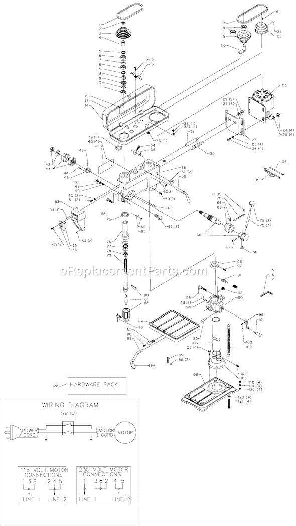 Page A Diagram and Parts List for 70-200 Type 1 Delta Drill Press