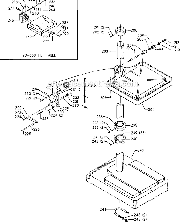 Page C Diagram and Parts List for 70-210 Type 1 Delta Drill Press