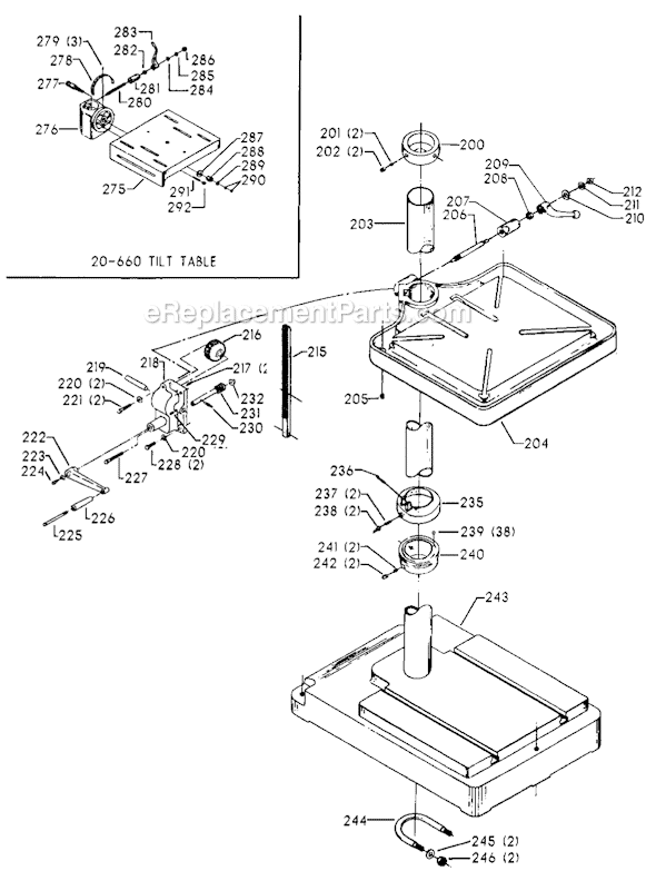 Page C Diagram and Parts List for 70-212 Type 1 Delta Drill Press