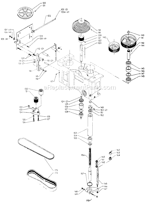 Page B Diagram and Parts List for 70-215 Type 1 Delta Drill Press