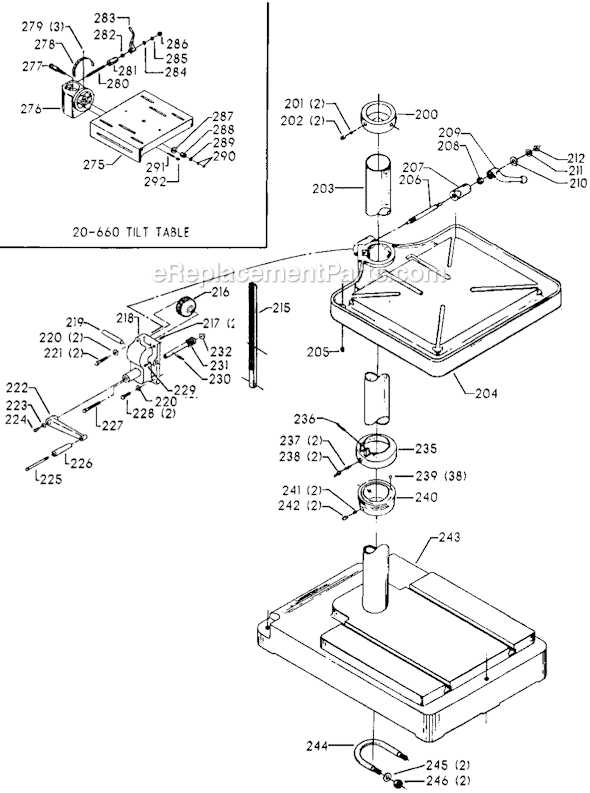 Page C Diagram and Parts List for 70-216 Type 1 Delta Drill Press