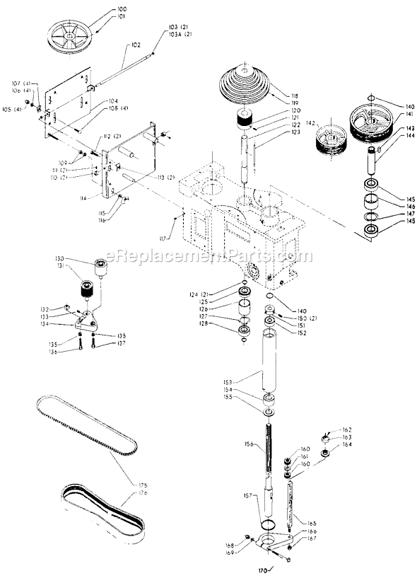 Page B Diagram and Parts List for 70-217 Type 1 Delta Drill Press