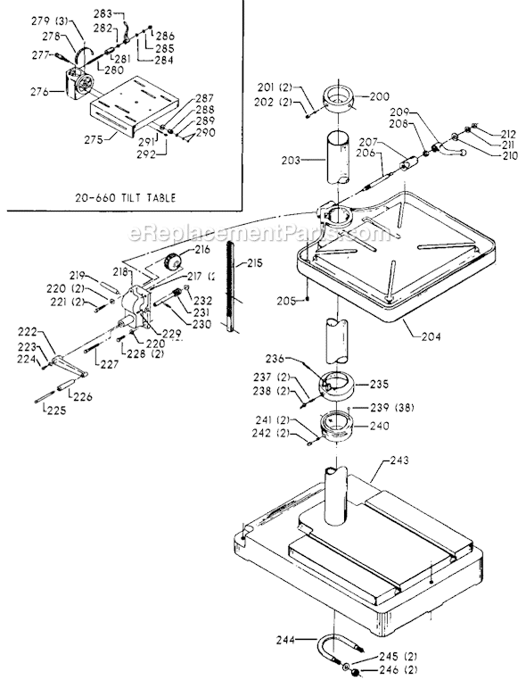 Page C Diagram and Parts List for 70-217 Type 1 Delta Drill Press