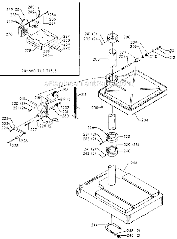 Page C Diagram and Parts List for 70-220 Type 1 Delta Drill Press