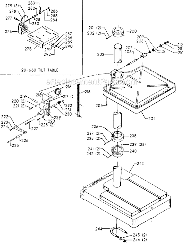 Page C Diagram and Parts List for 70-221 Type 1 Delta Drill Press