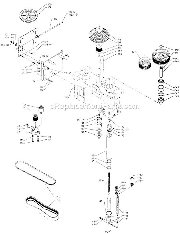 Page B Diagram and Parts List for 70-222 Type 1 Delta Drill Press