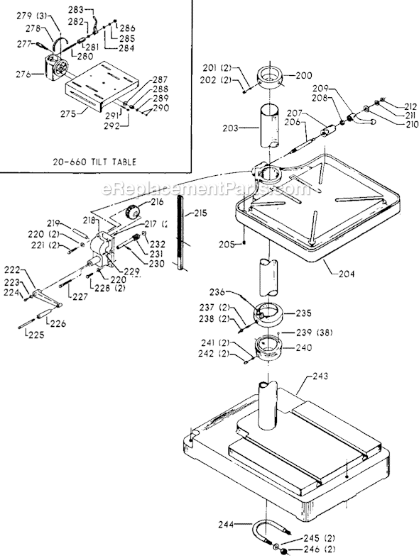 Page C Diagram and Parts List for 70-222 Type 1 Delta Drill Press