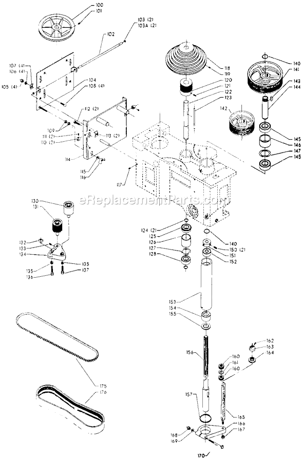 Page B Diagram and Parts List for 70-223 Type 1 Delta Drill Press
