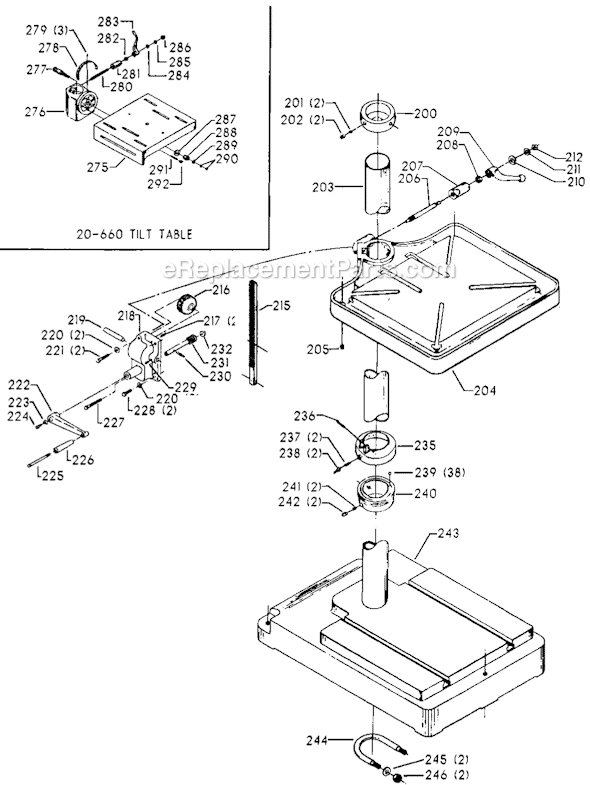 Page C Diagram and Parts List for 70-223 Type 1 Delta Drill Press