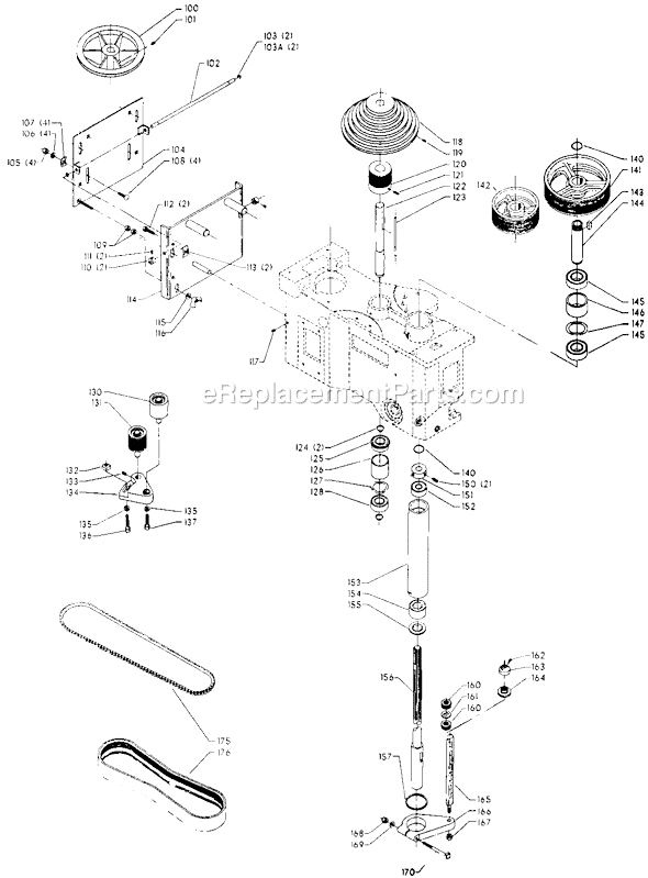 Page B Diagram and Parts List for 70-233 Type 1 Delta Drill Press